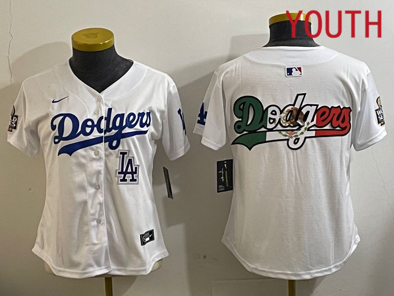 Youth Los Angeles Dodgers Blank White Game 2024 Nike MLB Jersey style 112113
